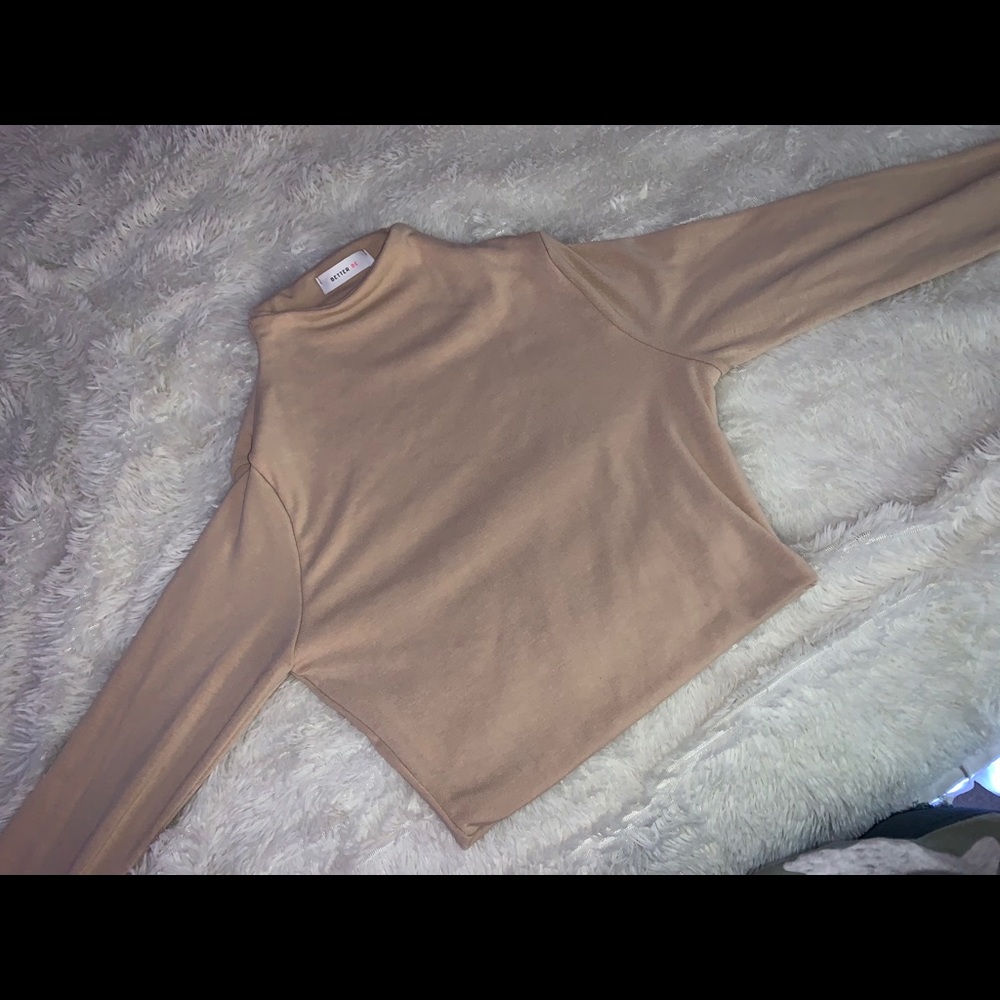 cropped long sleeve tan shirt